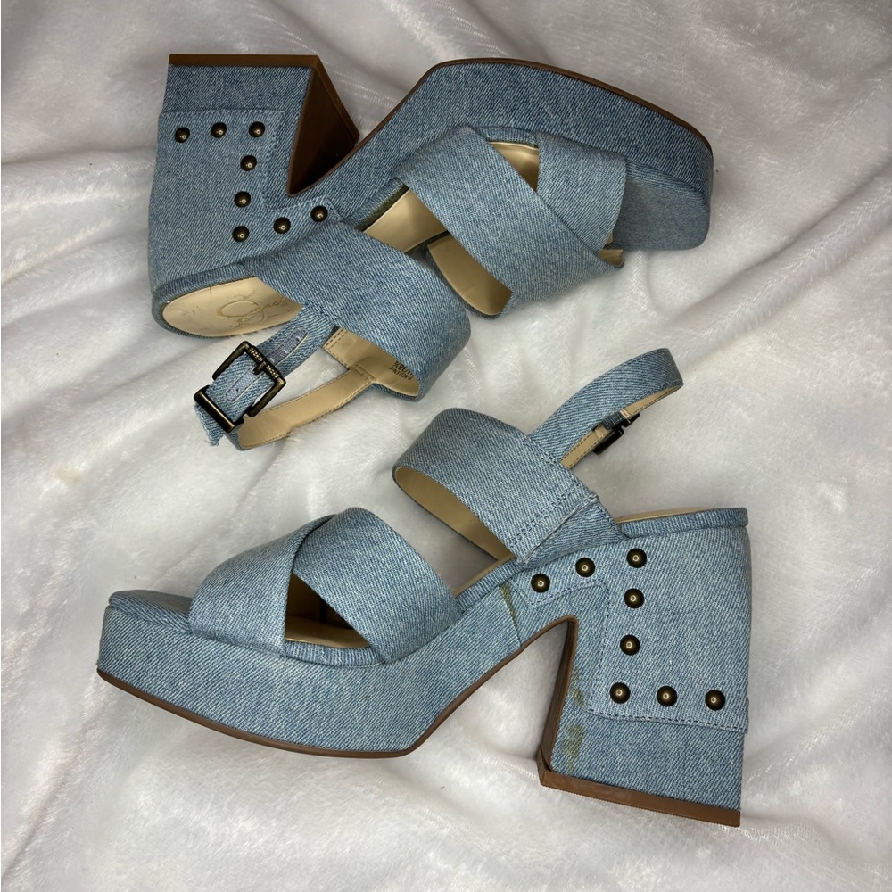 Jessica Simpson Blue Denim Platform Sandals